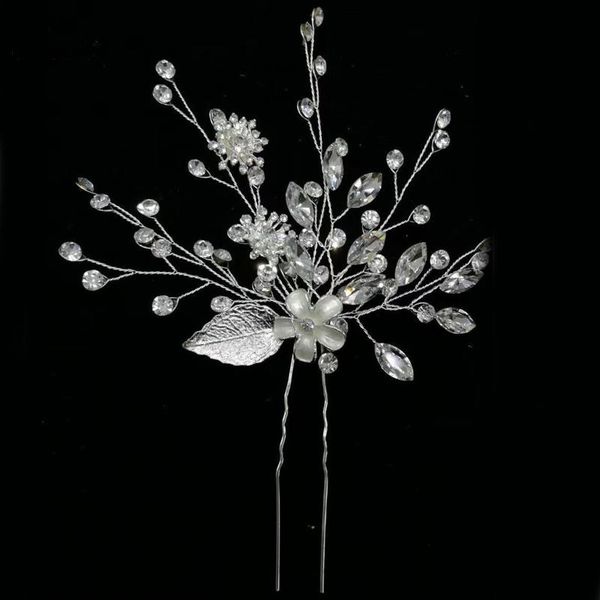 

hair clips & barrettes bridal pin silver leaf diamond hairpin headdress comb back accessories wedding decoration et, Golden;silver