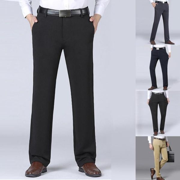 

men's suits & blazers male classic long trousers spring autumn business solid color straight suit pants comfy pockets for office, White;black