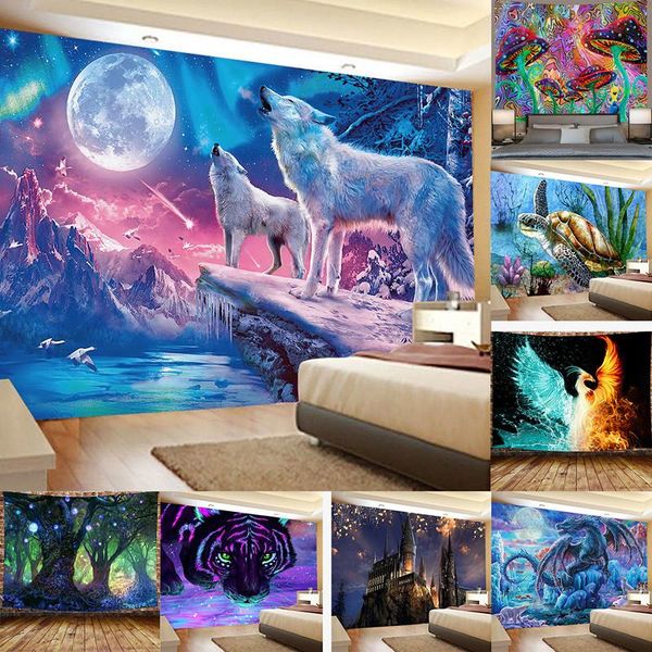 

tapestries 100% polyester color printing animal tapestry dormitory room decoration home bedroom ornaments