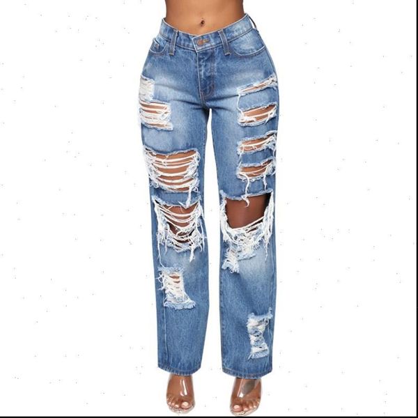 

skinny bule ripped casual women jeans slim cool denim cotton faded fit, Blue