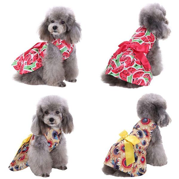 

dog apparel cute polka dot ribbon dress clothes cozy sleeveless shirt pet sundress princess party small skirt