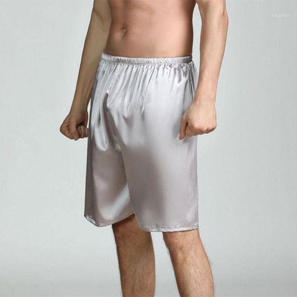 

men\\'s sleep bottoms summer casual home shorts half pants silk satin pajamas nightwear sleepwear male solid color men's, Black;brown