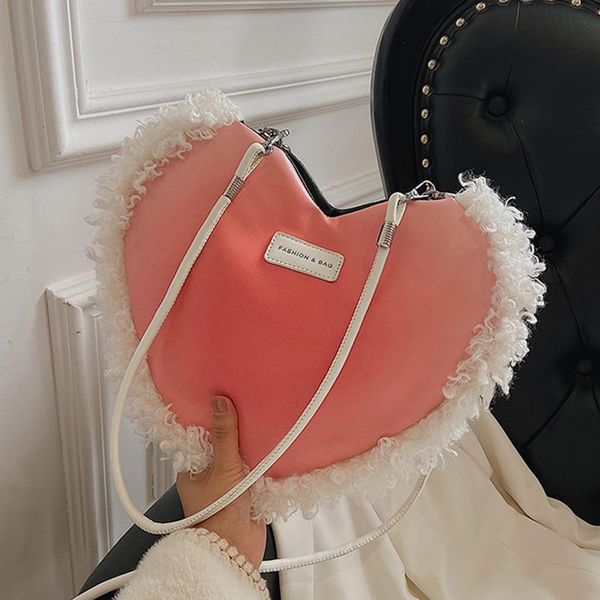 

evening bags 2021 winter heart shaped lady shoulder bag pu fashion check shopping casual travel crossbody for women