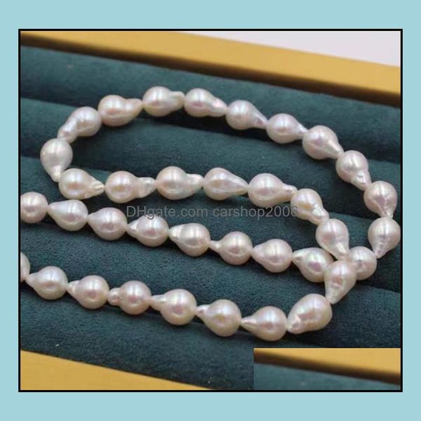 Collane di perline Pendenti Gioielli 7-8Mm Collana di perle naturali bianche barocche 36Cm Girocollo regalo nuziale Commercio all'ingrosso di prodotti semilavorati D