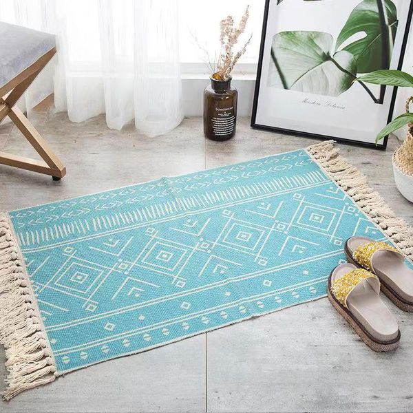 

carpets retro clan style nordic simple cotton small fresh floor mats living room bedroom bedside blanket