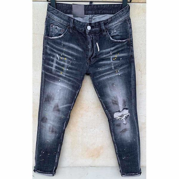 

mens rips stretch black jeans fashion slim fit washed motocycle denim pants panelled hip hop trousers hjhj2, Blue