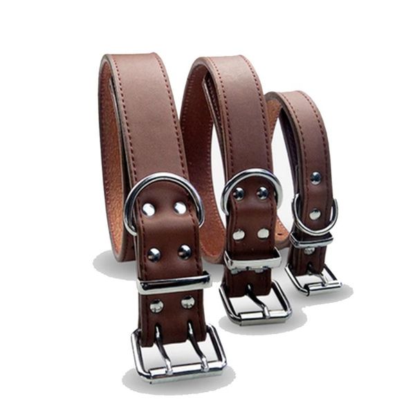 

pet dog collar soft leather cowhide golden retriever large collars & leashes