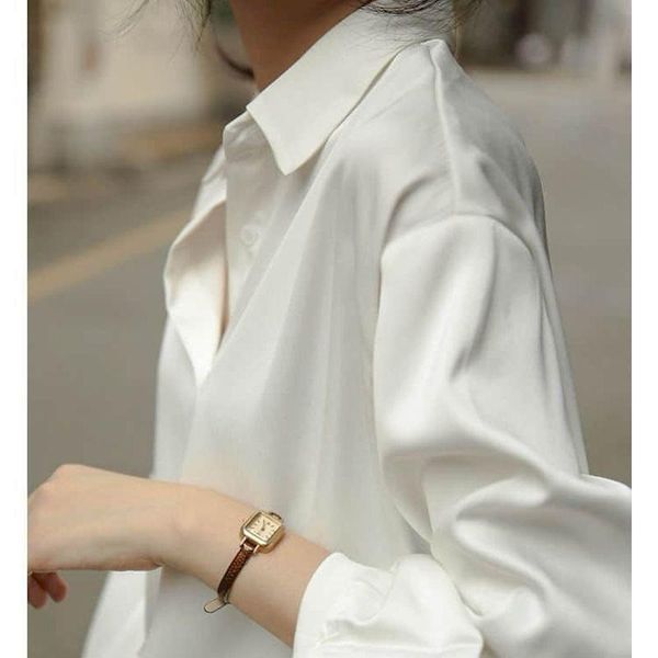 

women's blouses & shirts draping satin white shirt women spring 2021 fashion loose design sense niche professional clothes korean silk