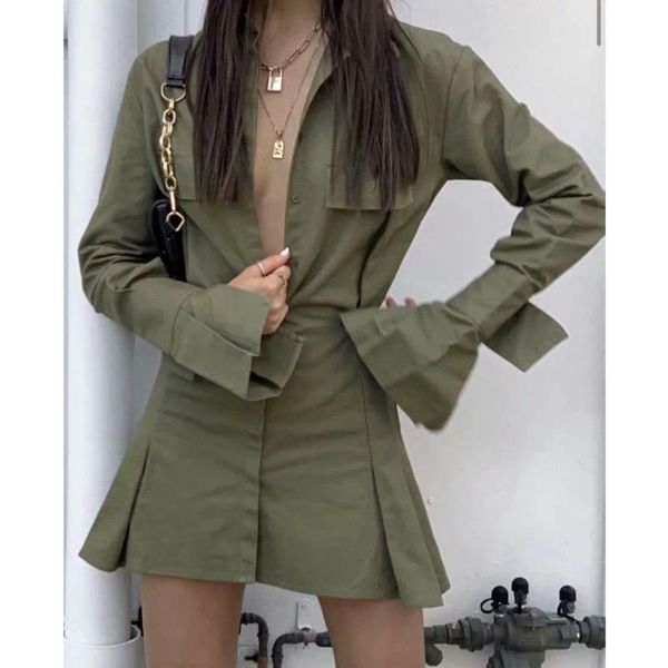 

casual dresses autumn high waist shirt dress tooling style pure color plaid short mini skirt women, Black;gray