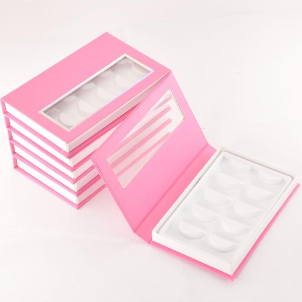 

false eyelashes wholesale 5pairs of 25mm mink eyelash boxes flase packaging box custom logo faux cils fake strip dark pink cases vendor