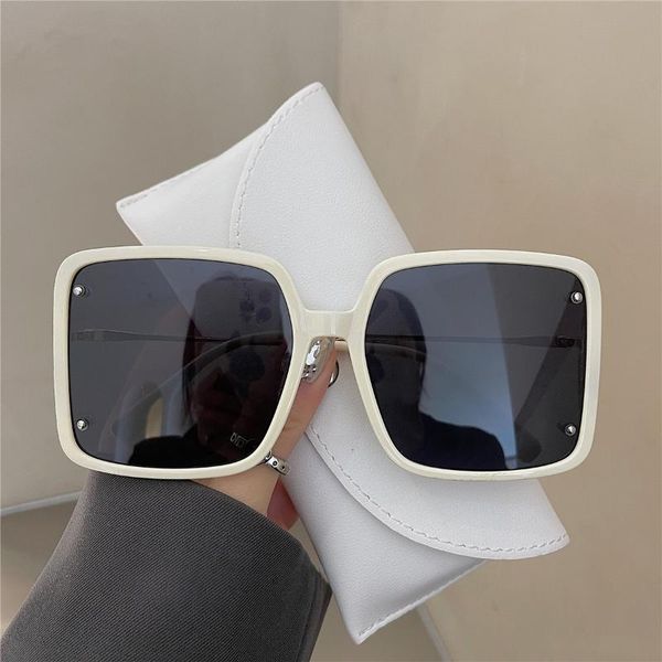 

sunglasses 2021 large square men's and women's european american fashionable retro uv400 shades gradient colors, White;black