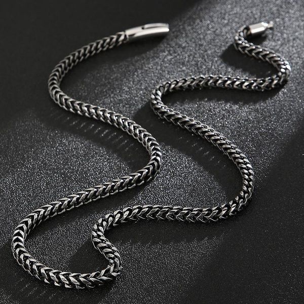 

link, chain matter stainless steel men's on hand link bracelet 4mm thick handles for men 68cm 26.77" long male necklace choker jew, Black