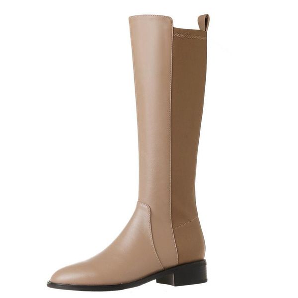 

boots women patchwork knee high winter est long night club shoes woman genuine leather warm size 42 43, Black
