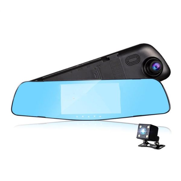 

car rear view cameras& parking sensors 4.5 inches 1080p dvrs g-sensor registrar registrator dash cammirror dvr full hd camera dual lens vide