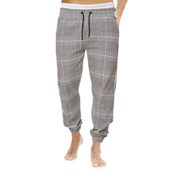 

men's pants stripe casual loose pencil slim fit plaid side skinny vintage jogger sweatpants business trousers, Black