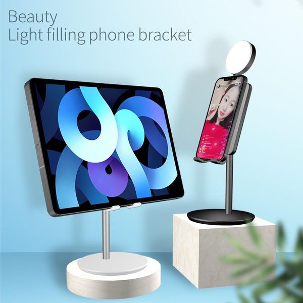 

cell phone mounts & holders universal desktablet holder stand with selfie fill light for ipad huawei makeup live stream charging