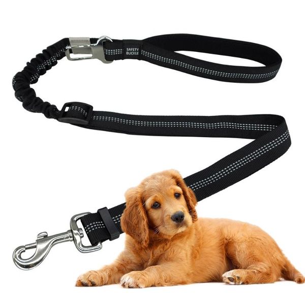 

dog collars & leashes leash pet car safety seat belt pets traction rope adjustable elastic nylon lead harness for medium and large dogs blac