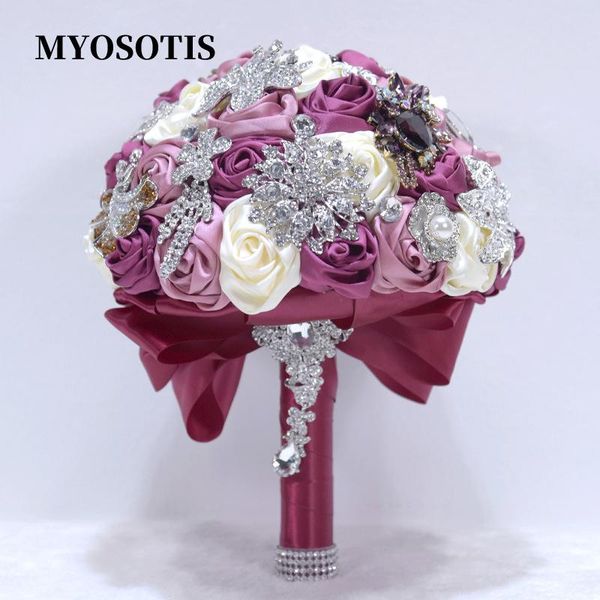 

wedding flowers violet bouquet bridal bridesmaid roses flower artificial