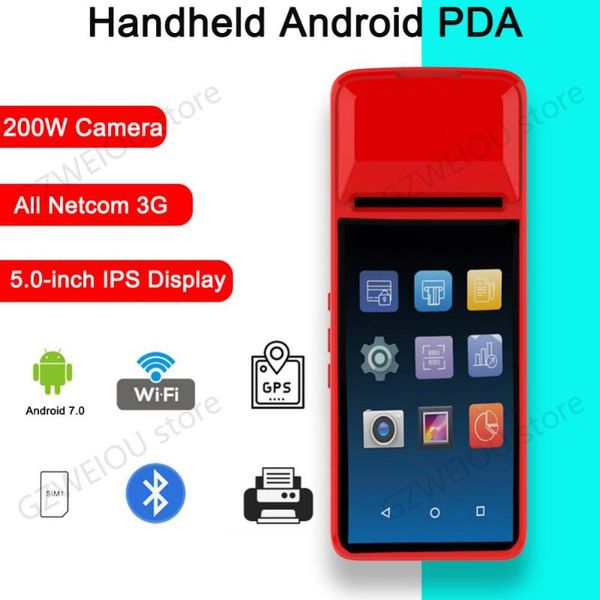 

printers pda android 7.0 bluetooth thermal receipt printer 58mm 3g wifi mobile order terminal with 5.0" touchscreen