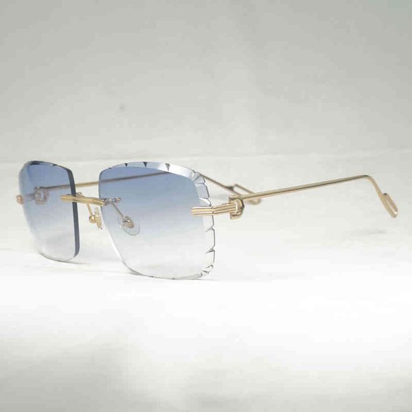 

2022 factory wholesale new diamond cut sunglasses men vintage oversized gafas retro metal shades women goggles for outdoor rimless glasses 0, White;black