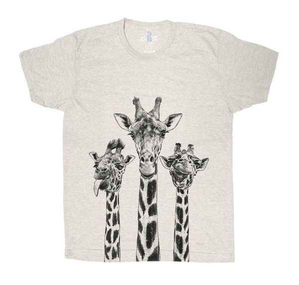 

giraffe custom print tri-blend short sleeve 100% cotton crewneck cute fashion tees for women ladies plus size women's t-shirt, White