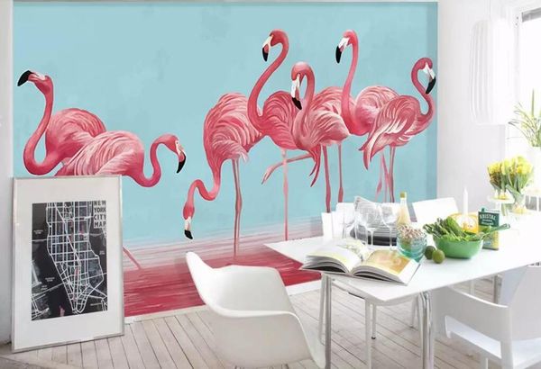 

wallpapers xue su watercolor flamingo wedding room living wall professional making mural wallpaper wholesale custom poster po