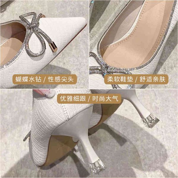 

heels bow high women's spring net red soft leather pointed thin heel shallow single shoe, Black