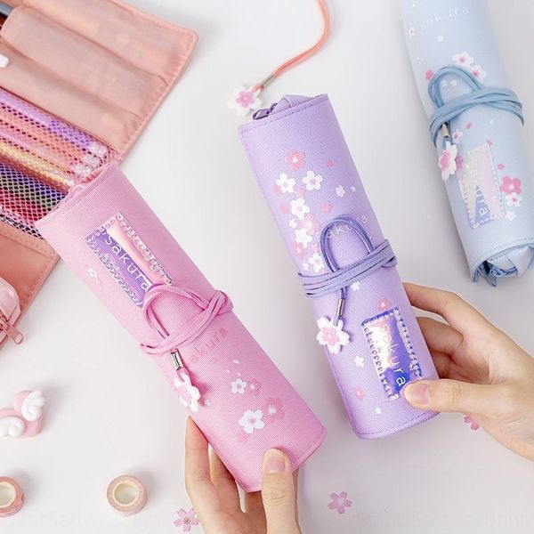 

0P3 korean creative junior high school students curtain case stationery roll pencil bag pencil bags girl simple stationery box primar
