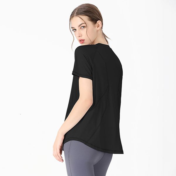 

loose sports mh breathable short sleeve t-shirt women's yoga suit gym running training quick drying cloth, Gray