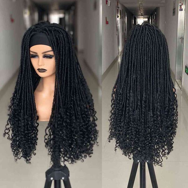 

26 inch long headband dreadlock wig synthetic soft faux locs wigs cosplay black braiding crochet twist hair for women, Black;brown
