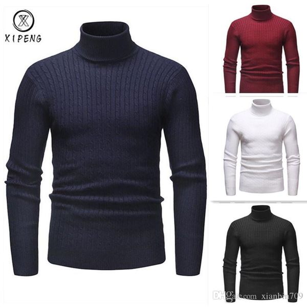 

mens sweater pullover men fashion deisgner winter men turtleneck sweater solid knitted pullovers male casual double collar sweaters mens hot, White;black
