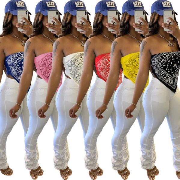 

summer women clothing printed tube big handkerchief r fashions clothes nightclub tight sleeveless vest t shirt, White