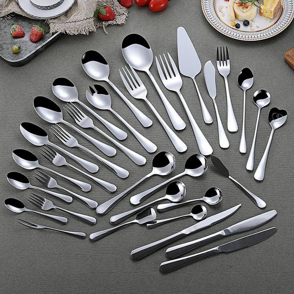 

western cutlery set stainless steel spoon fork knife dinnerware kitchen tableware dinner luxury home flatware sets