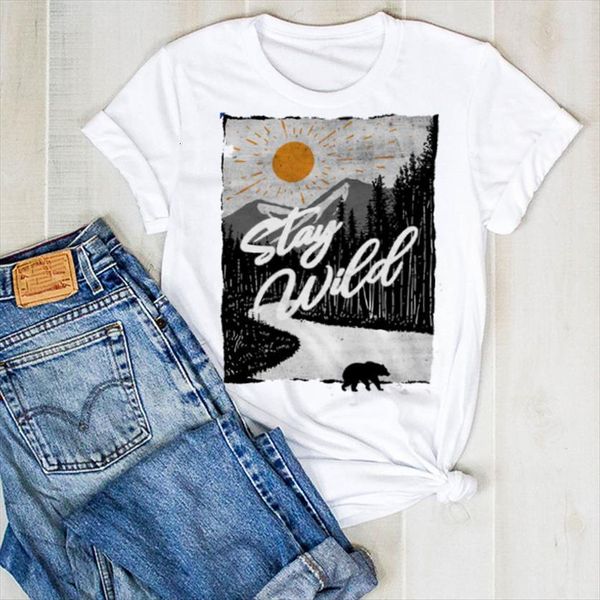 

bear river mountain cute fashion women t shirt summer tee clothes graphic, White