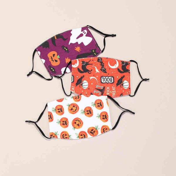 

cartoon print graffiti pumpkin halloween winter dust washable cotton mask for adults