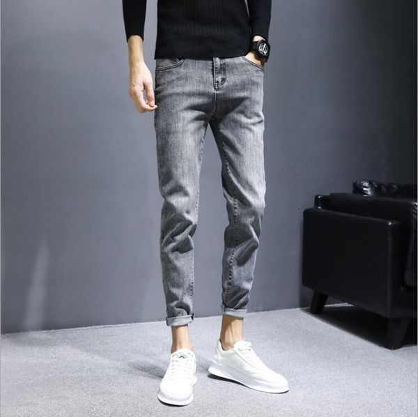 

good a++ new seasons mens korean version of the trend men's jeans ljn086a trendy brand stretch casual slim-fit long pants men jean nice, Blue