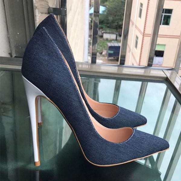 

dress shoes women's denim high heels exclusive patent brand ms.  cm 12 female, Black