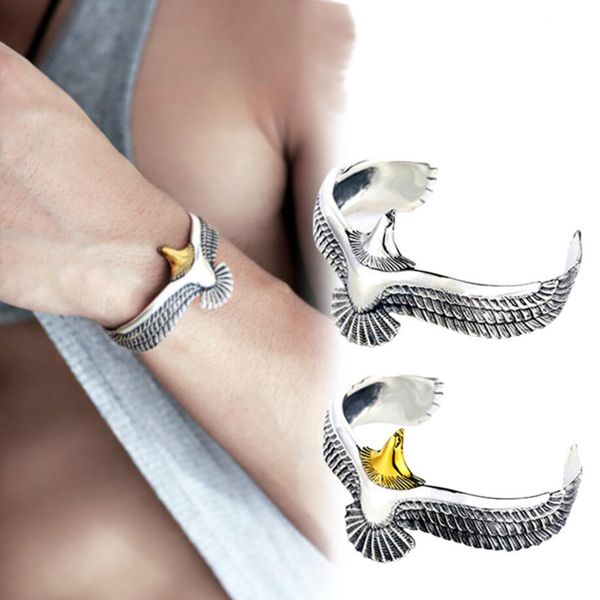 

vintage viking raven eagle bracelet bangle pagan jewelry eagle cuff wristband retro opening adjustable women men bangles jewelry, White