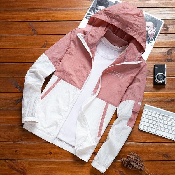 

jacket men windbreaker 2021 summer sunscreen fashion men's hooded casual jackets male coat thin outwear couple, Black;brown