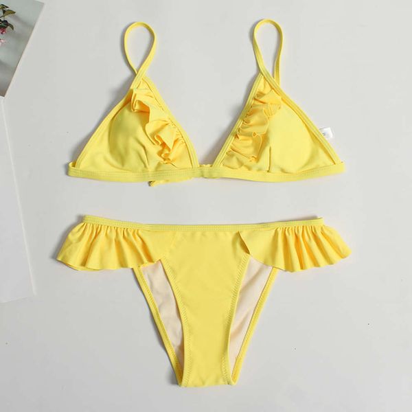 

swimsuit split triangle pleated solid color swimsuit lady, White;black