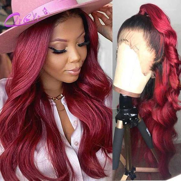 

ombre human hair wig 4x4 closure pre plucked body wave colored wigs glueless 1b burgundy 13x4 lace front remy 1501, Black;brown