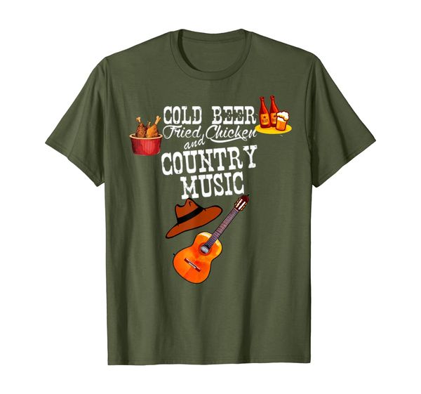 

cold beer fried chicken country music lovers gift t-shirt, White;black