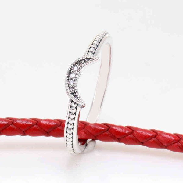 

selling pandora2022 ins new pan family ring crescent bead ring female new moon bead ring female surprise gift female, Silver