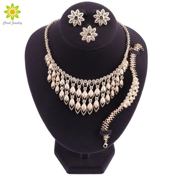

wedding jewelry sets african suit fashion female gold accessories necklace earring jewellery, Slivery;golden