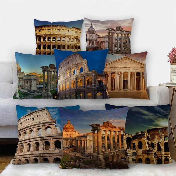 

pillow case nice ancient rome pillowcase cotton linen fabric square zipper 45x45cm wedding decorative cover 11-17