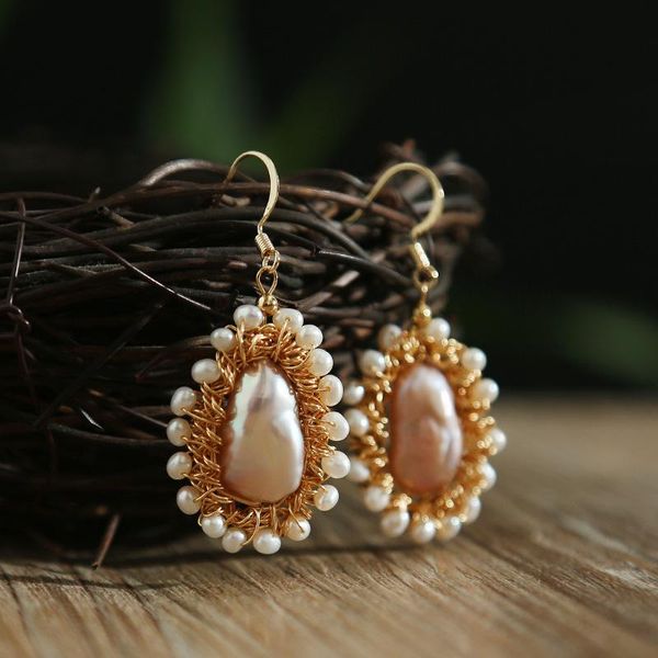 

dangle & chandelier green purple sun flower drop earrings for women wedding handmade natural fresh water pearl charm fashion jewelry, Silver