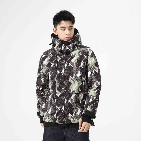 

2020 winter men's camouflage down jacket two outdoor leisure windproof sleeves, Black