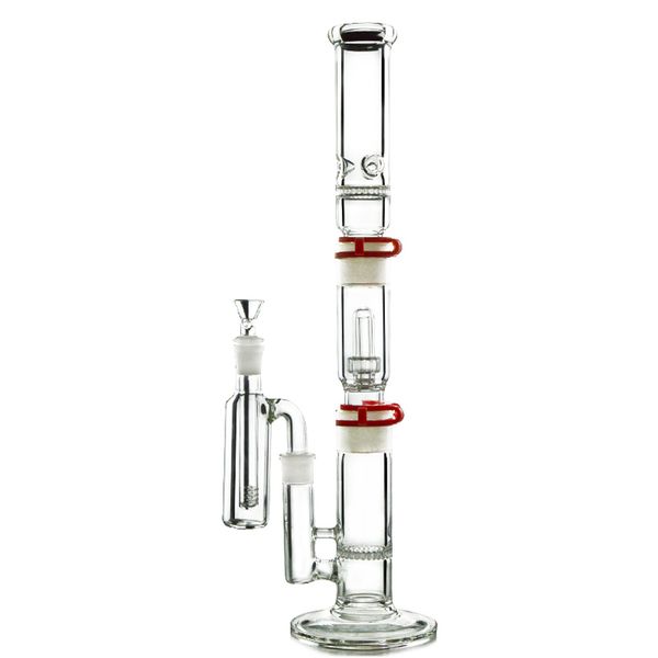 19-Zoll-Glasbongs, 3 Kammern, Dab-Ölplattformen, gerade Wabenstruktur, Perc-Eis-Pinch-Wasserpfeifen, Kuppel-Duschkopf, Wasserpfeifen, 18-mm-Innengewinde, diffuser Downstem-Kopf WP522