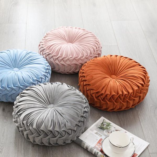 

cushion/decorative pillow european-style round solid cushion soft velvet cloth sofa back mat futon pad handmade home decoration