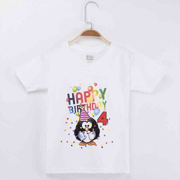 

penguin clothes birthday t shirt cotton kids girls short sleeve children clothing boys baby tee shirts custom, Blue